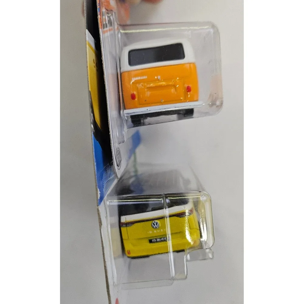 Hot Wheels VW ID Buzz & Maisto Volkswagen Bus Diecast Van Set Yellow Orange 2pk